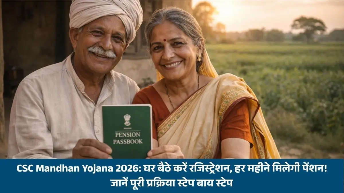 CSC Mandhan Yojana 2026: घर बैठे करें रजिस्ट्रेशन, हर महीने मिलेगी पेंशन! जानें पूरी प्रक्रिया स्टेप बाय स्टेप
