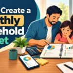 How to Create a Monthly Household Budget with income, expenses, savings, and a family budget planner.